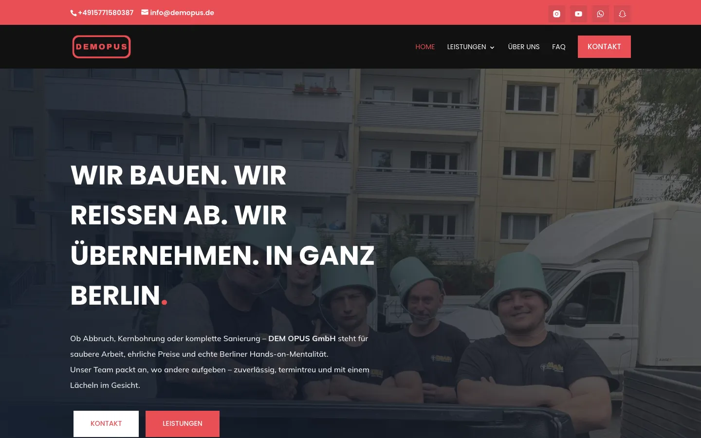 Startseite von DEM OPUS, Desktop-Ansicht