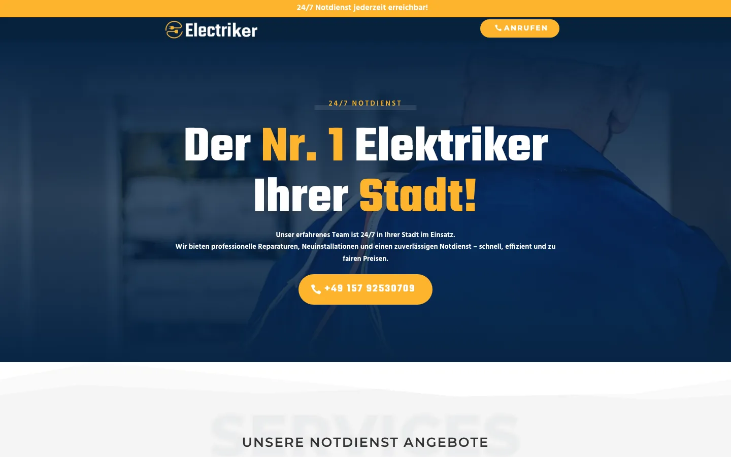 Startseite von Elektro-Hilfe24, Desktop-Ansicht