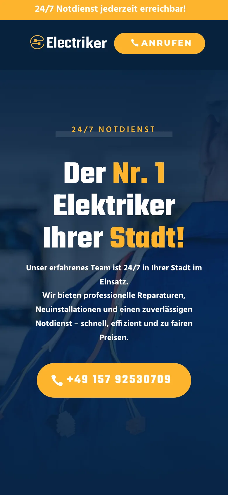Startseite von Elektro-Hilfe24, Handy-Ansicht