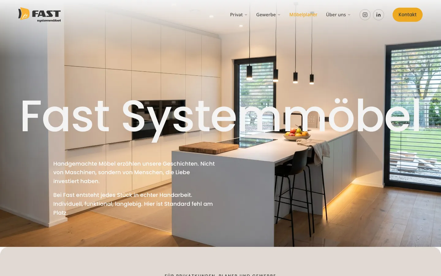 Startseite von Fast Systemmöbel, Desktop-Ansicht