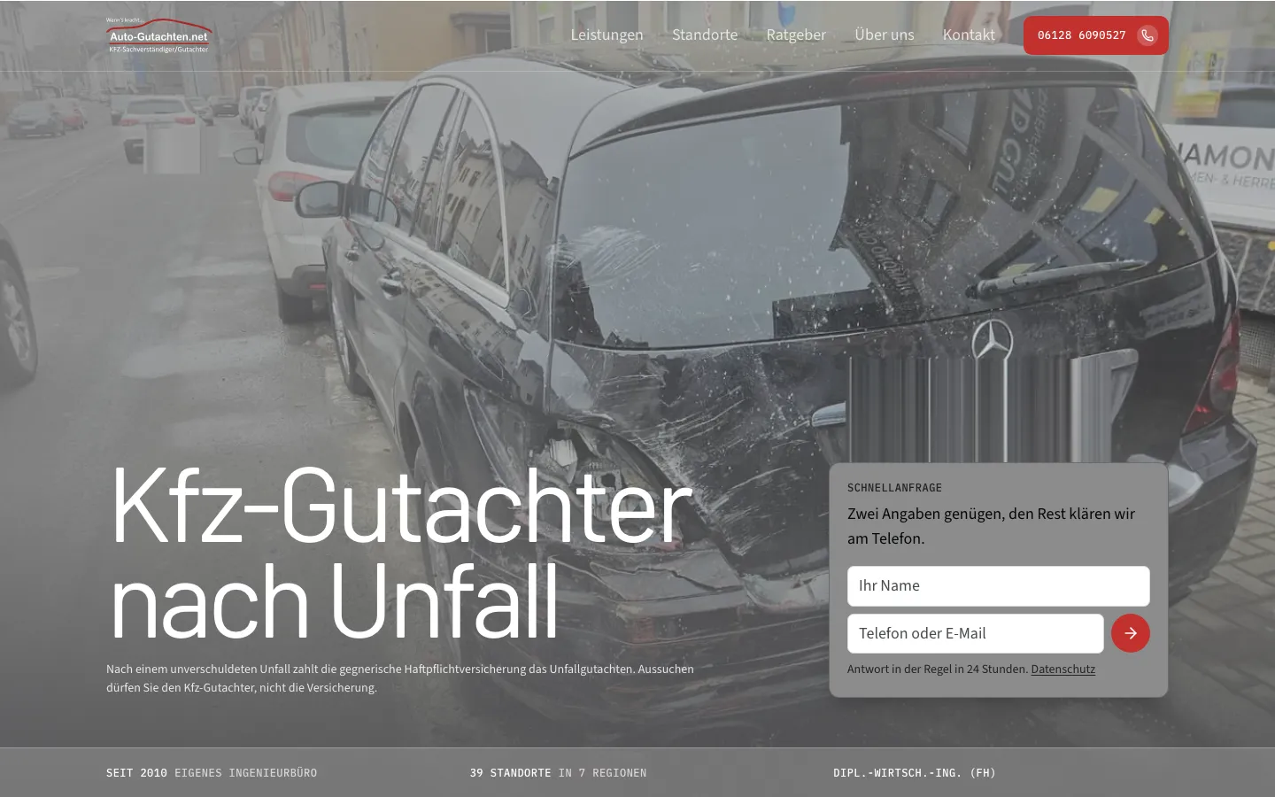 Startseite von Kfz-Gutachter Wolf, Desktop-Ansicht