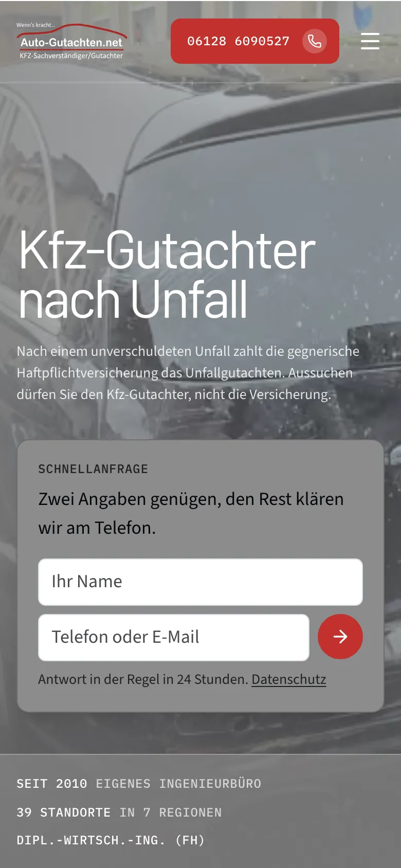 Startseite von Kfz-Gutachter Wolf, Handy-Ansicht