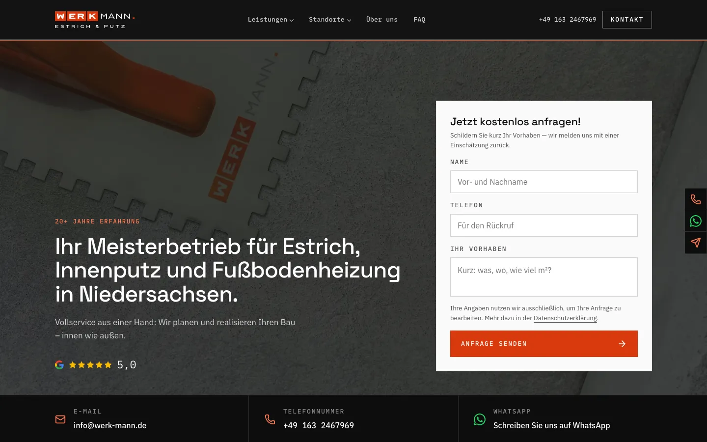 Startseite von Werk Mann, Desktop-Ansicht